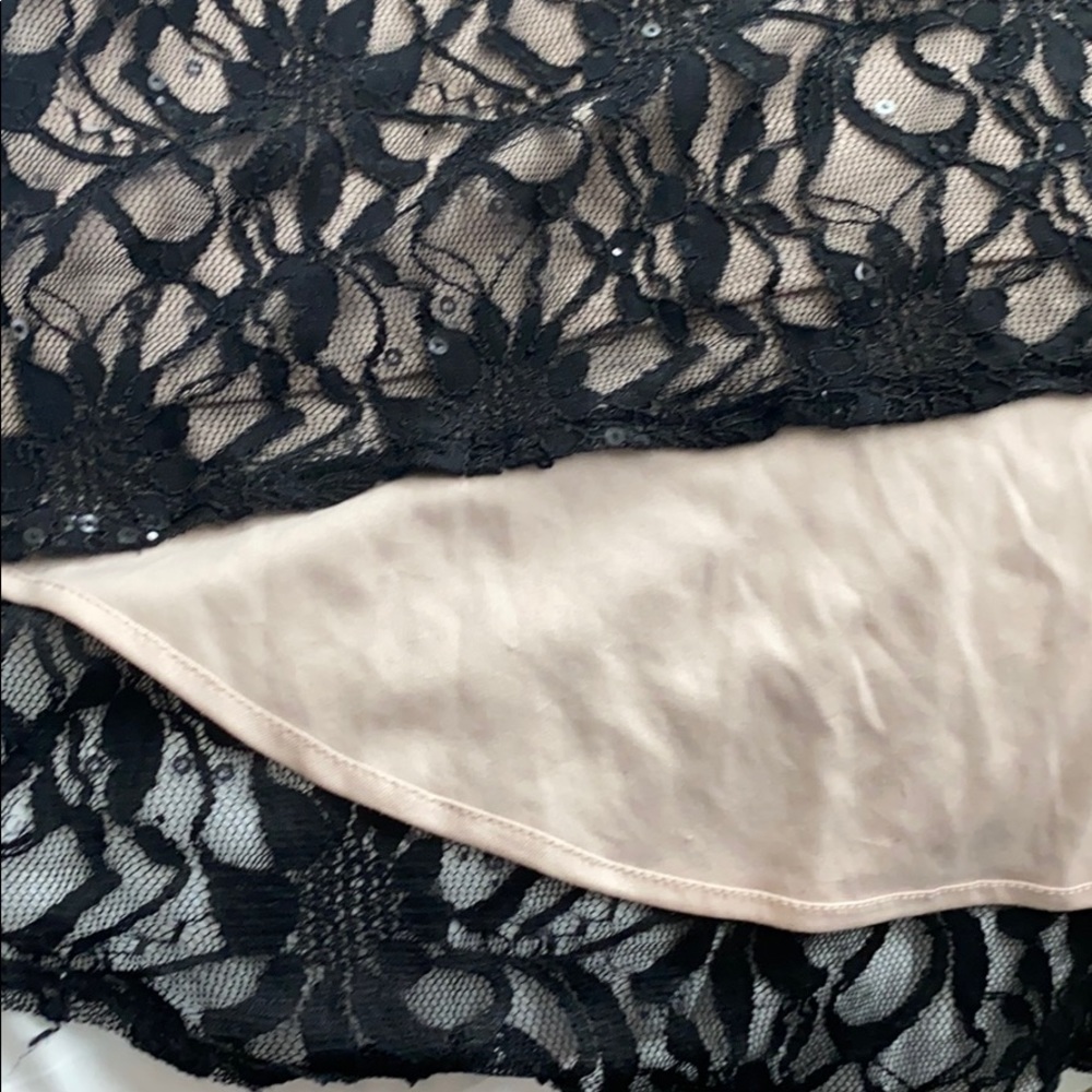 Sexy Black Lace Long Sleeve Dress w/ Nude Underlay - Picture 4 of 5